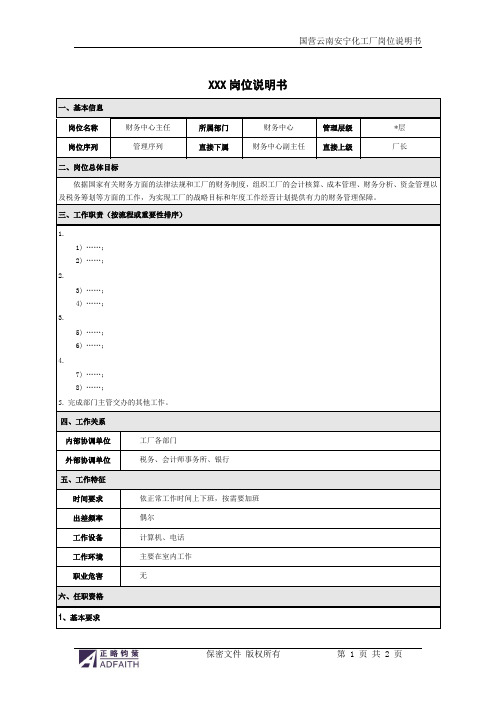 岗位说明书模板