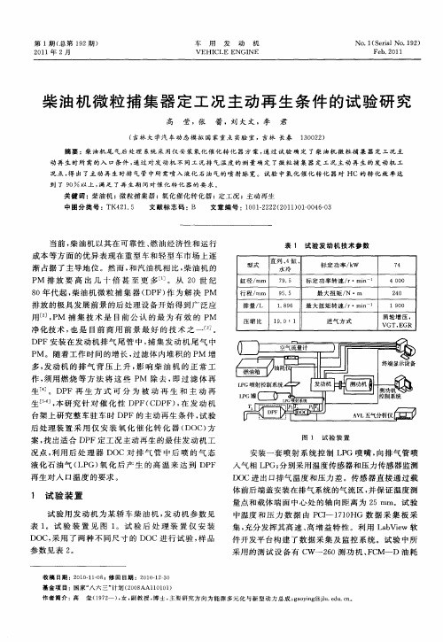 柴油机微粒捕集器定工况主动再生条件的试验研究