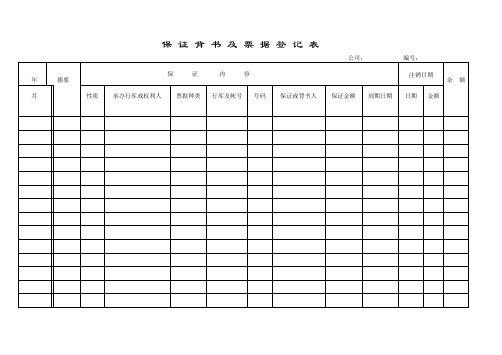 保证背书及票据登记表