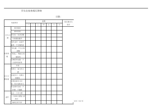 学生在家表现反馈表