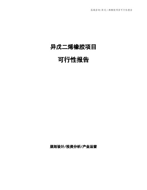 异戊二烯橡胶项目可行性报告