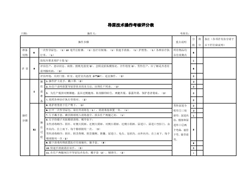 养老机构导尿技术操作考核评分表