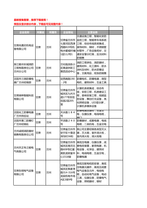 新版甘肃省防爆器材工商企业公司商家名录名单联系方式大全23家