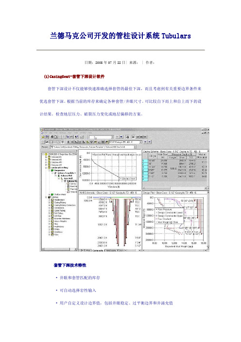 兰德马克公司开发的管柱设计系统Tubulars