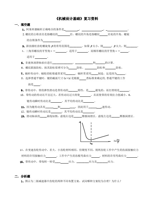 机械设计期末考试复习资料