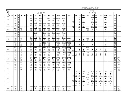 声韵母配合总表 定稿