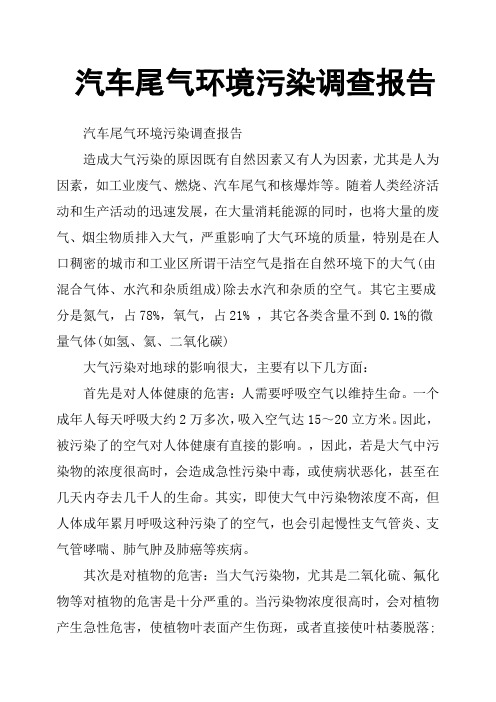 汽车尾气环境污染调查报告