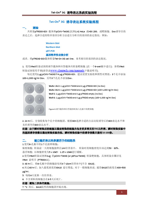 631164 Tet-On 3G 诱导表达系统实验流程(clontech)