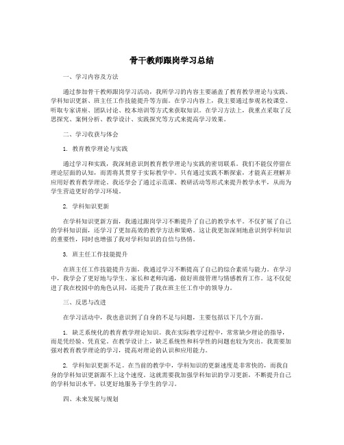 骨干教师跟岗学习总结