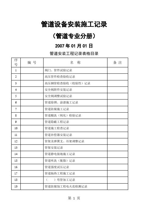 4管道专业通用表格-27页精选文档