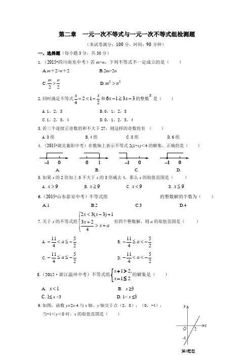 2016北师大版八年级数学下册第二章检测题及答案解析