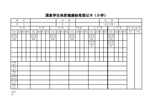 3.5.4(2)国家学生体质健康标准登记卡及成绩表