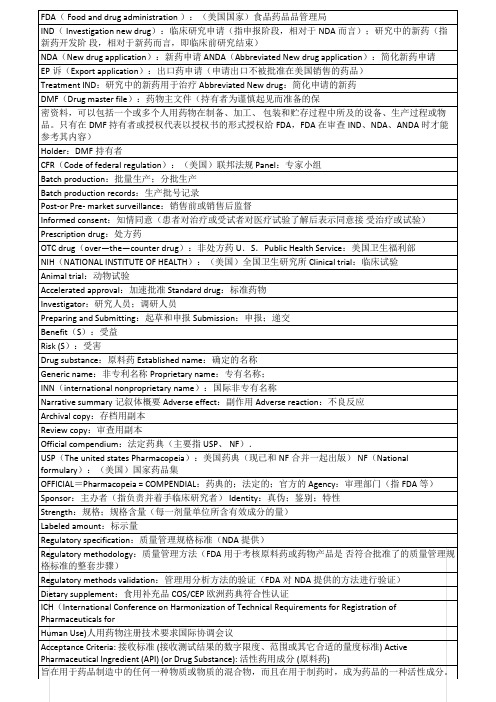 制药行业常用英语