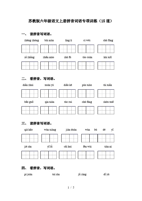 苏教版六年级语文上册拼音词语专项训练(15道)