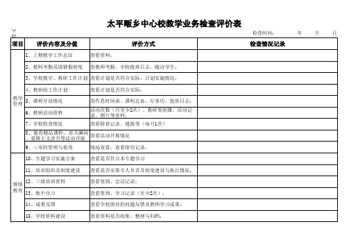 太平畈乡中心校教学业务检查评价表(教师个人表)