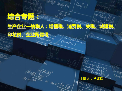 CPA《税法》马兆瑞 专题 生产企业-纳税人:增值税、消费税、关税、