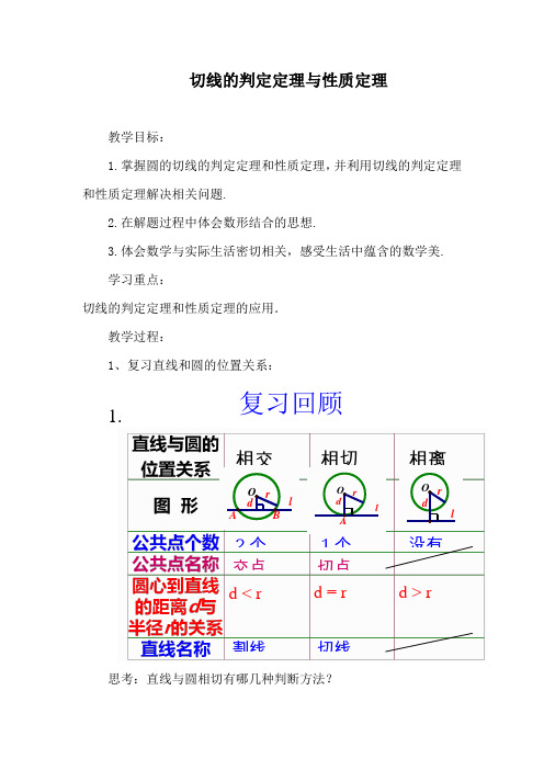 《切线的判定定理与性质定理》教学设计