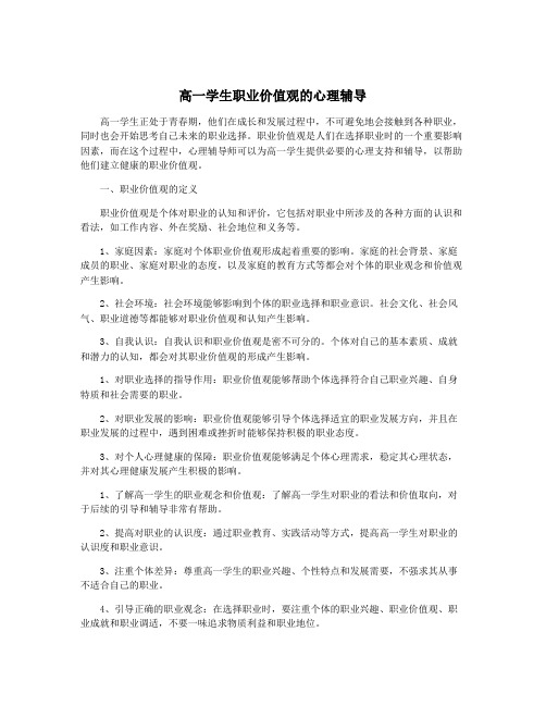 高一学生职业价值观的心理辅导