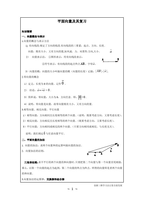 沪教版八年级数学-学生-平面向量