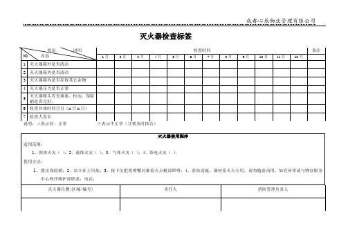 《灭火器检查标签》