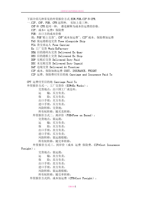 几种常见的外贸报价方式