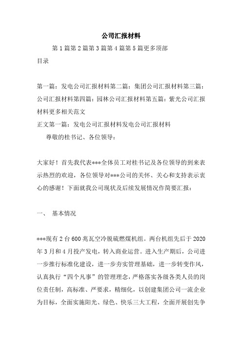 最新公司汇报材料