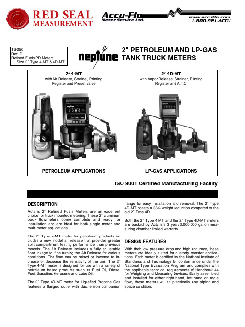 Actaris 2 英寸精细燃料计量器说明书