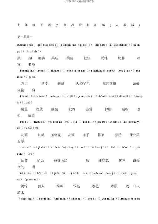 七年级下语文看拼音写词语