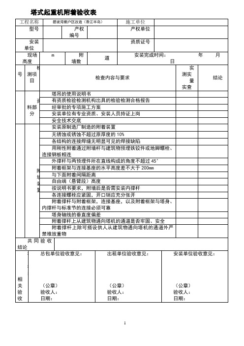 塔吊附着验收记录表