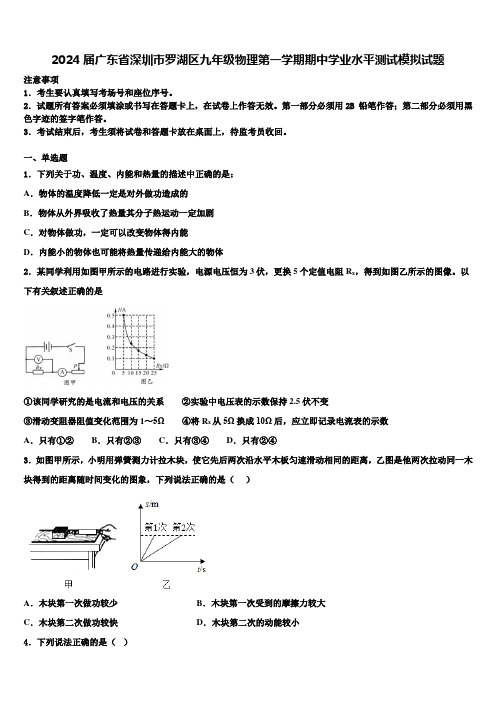 2024届广东省深圳市罗湖区九年级物理第一学期期中学业水平测试模拟试题含解析