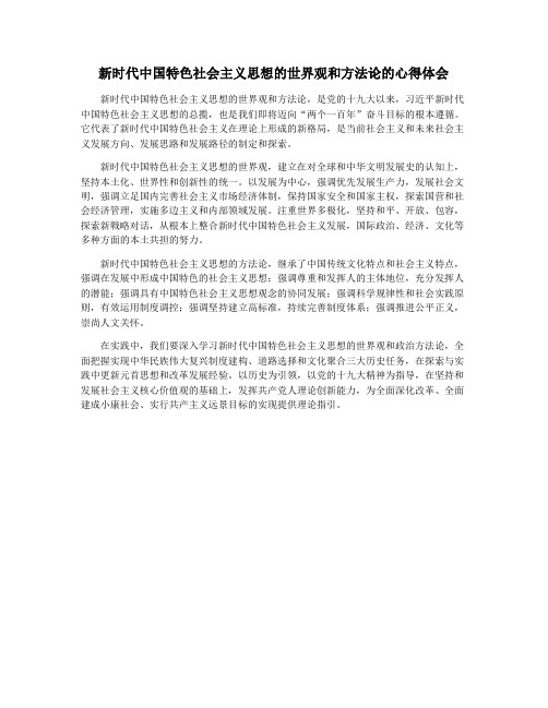 新时代中国特色社会主义思想的世界观和方法论的心得体会