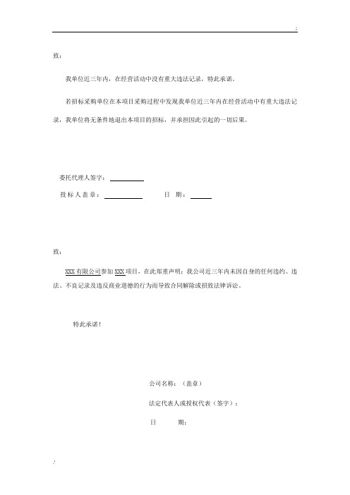 参加政府采购活动前3年内在经营活动中没有重大违法记录的书面声明 (2)
