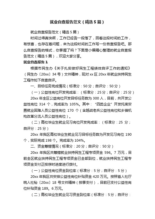 就业自查报告范文（精选5篇）