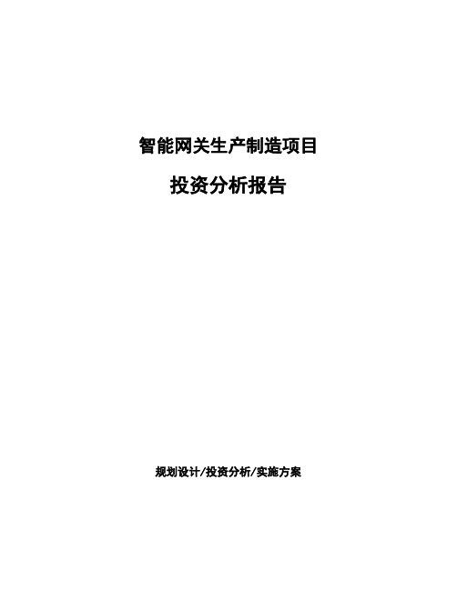 智能网关生产制造项目投资分析报告