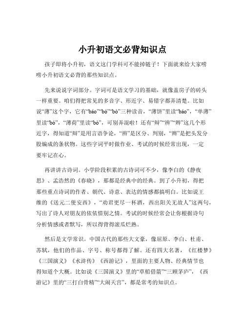 小升初语文必背知识点