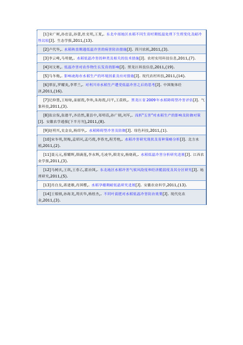 水稻参考文献 2