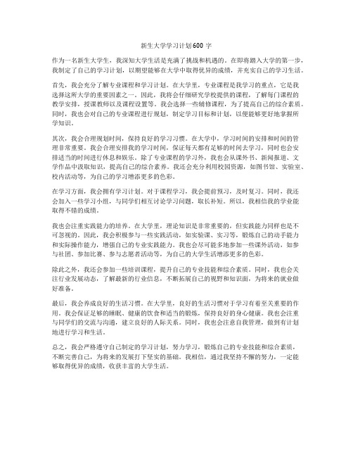 新生大学学习计划600字