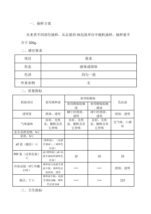 食用油检验标准