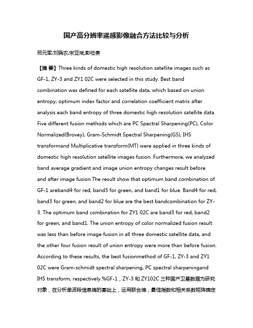 国产高分辨率遥感影像融合方法比较与分析