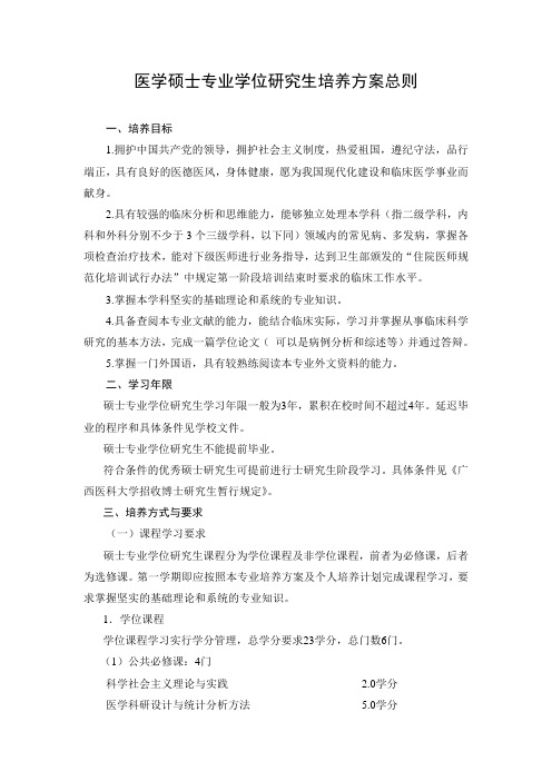 医学硕士专业学位研究生培养方案