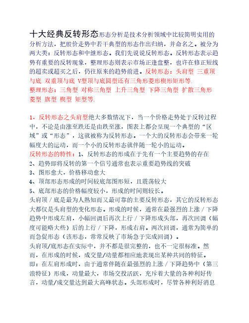 十大经典反转形态形态分析是技术分析领域中比较简明实用的分析方法