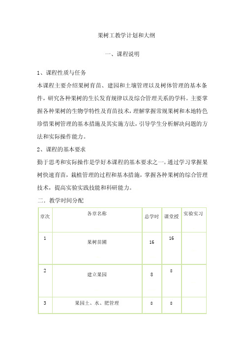 果树工教学大纲