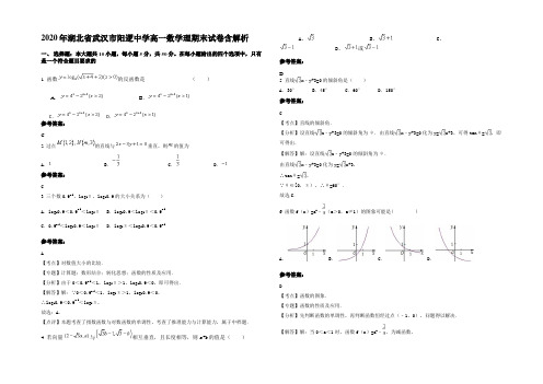 2020年湖北省武汉市阳逻中学高一数学理期末试卷含解析