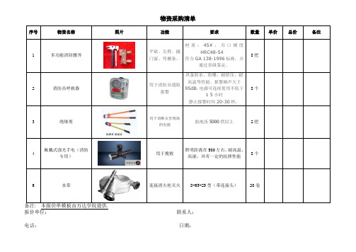 物资采购清单