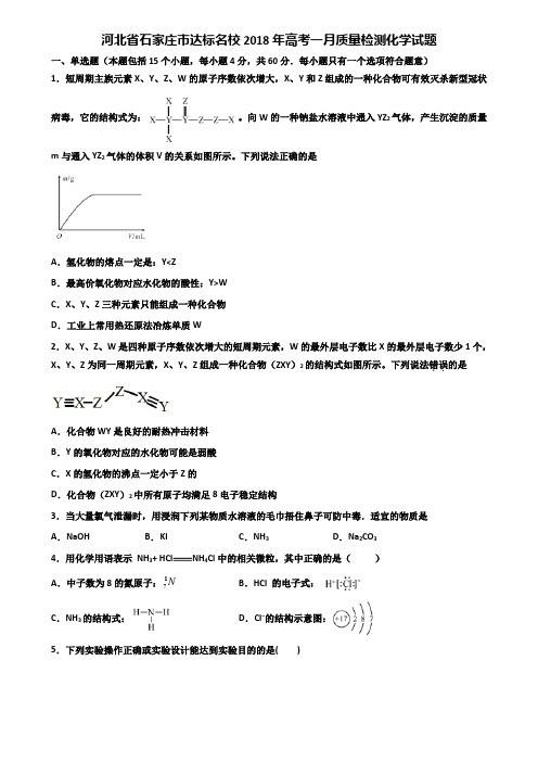 河北省石家庄市达标名校2018年高考一月质量检测化学试题含解析