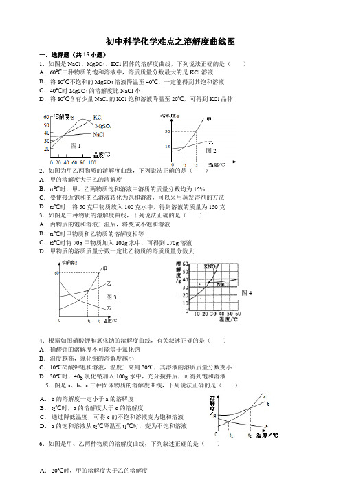 初中科学化学难点之溶解度曲线图