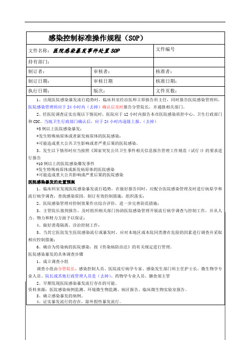 医院感染暴发事件处置标准操作规程