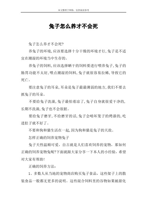 兔子怎么养才不会死