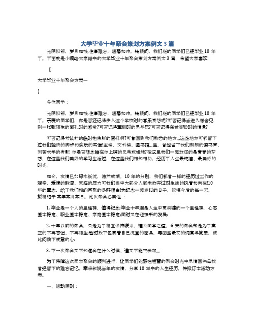 大学毕业十年聚会策划方案例文3篇