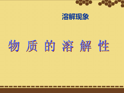 九年级化学上册《物质的溶解性》课件新人教版